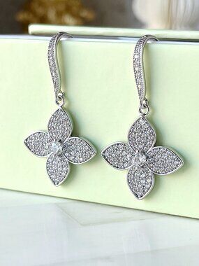 Park Lane Silver Pave Flower Drop 'Vera' Earrings